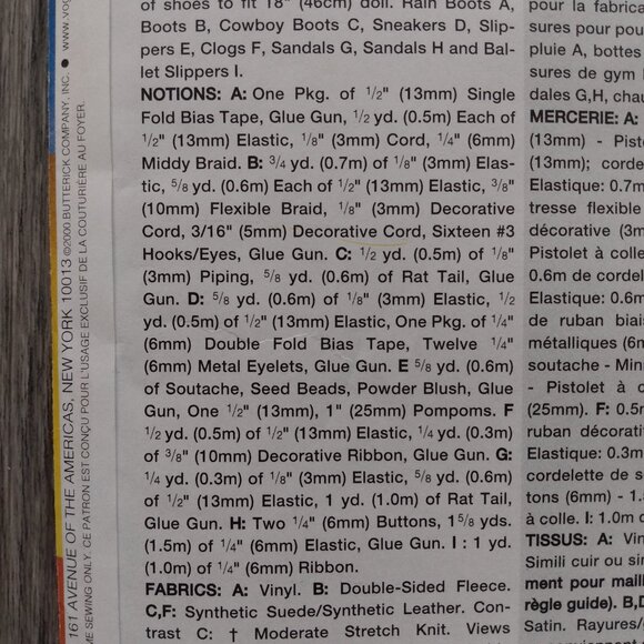 18" Doll Shoes Boots Sewing Pattern Makes 9 Different Pairs UNCUT Vogue 7329 - Picture 5 of 8